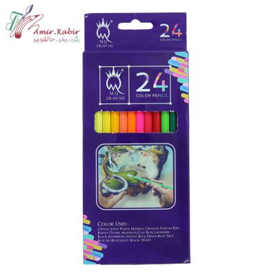 مداد رنگی 24 رنگ جعبه مقوایی ام کیو MQ بنفش