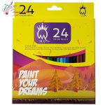 مداد رنگی 24 رنگ جعبه مقوایی زرد دانش آموزی ام کیو MQ