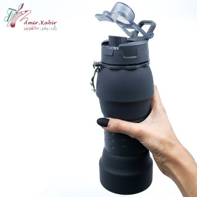 قمقمه سیلیکونی گیره دار مشکی