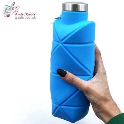 قمقمه سیلیکونی 8 ضلعی آبی