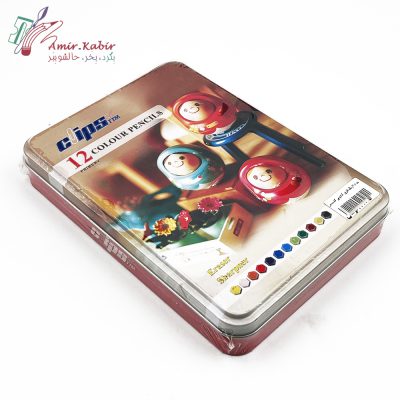 مداد 12 رنگ فلزی برجسته کلیپس طرح عروسکی