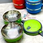 ظرف غذا 2 طبقه ماکرو استیل بدنه لاکی - تصویر 2