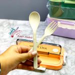 ظرف غذا 2 طبقه قاشق دار ماکرو - تصویر 2