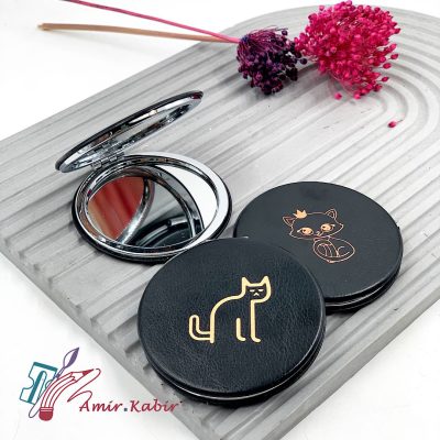 آینه جیبی چرم گربه
